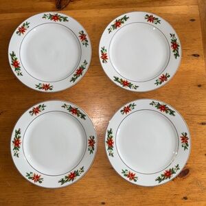 Set Of 4 ROYAL NORFOLK Christmas Plate Poinsettia Holly Dinner Plate 10” exc